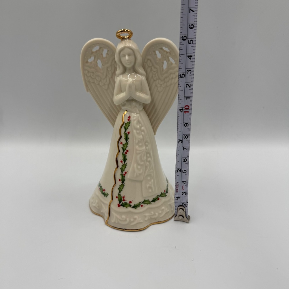 Lenox Angel Bell Ornament Ivory Holly Berry Porcelain Christmas Decor in Box - Picture 5 of 8